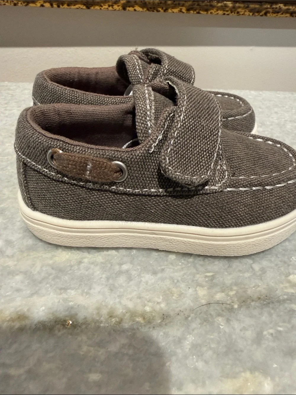 The Children's Place Brown Canvas Hook-and-Loop Toddler Shoes